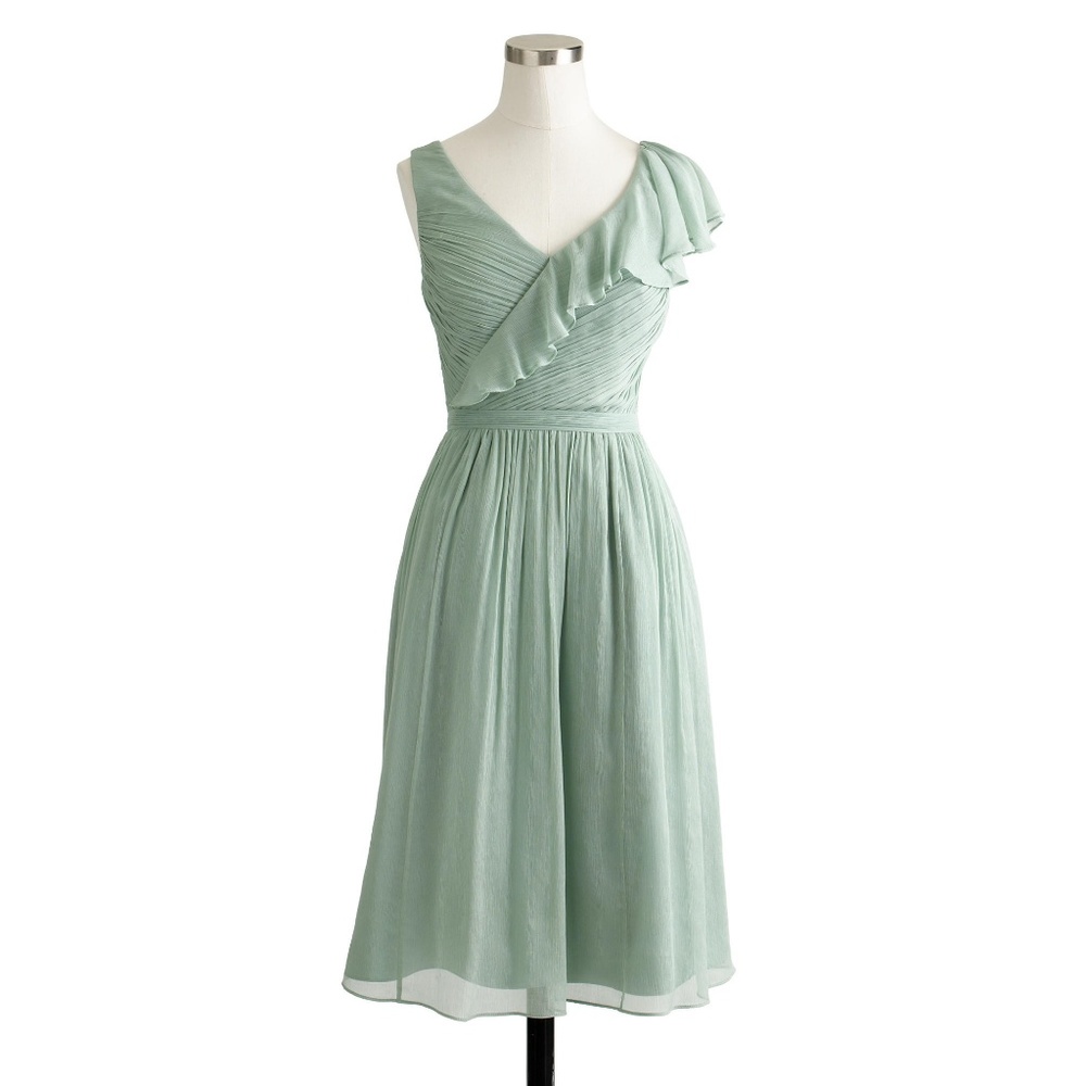 J Crew NWT Serena Green Silk Chiffon Party Dress